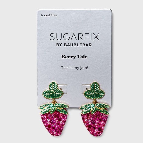 SUGARFIX by BaubleBar Crystal Strawberry Drop Earrings - Pink, NWT - Picture 5 of 9